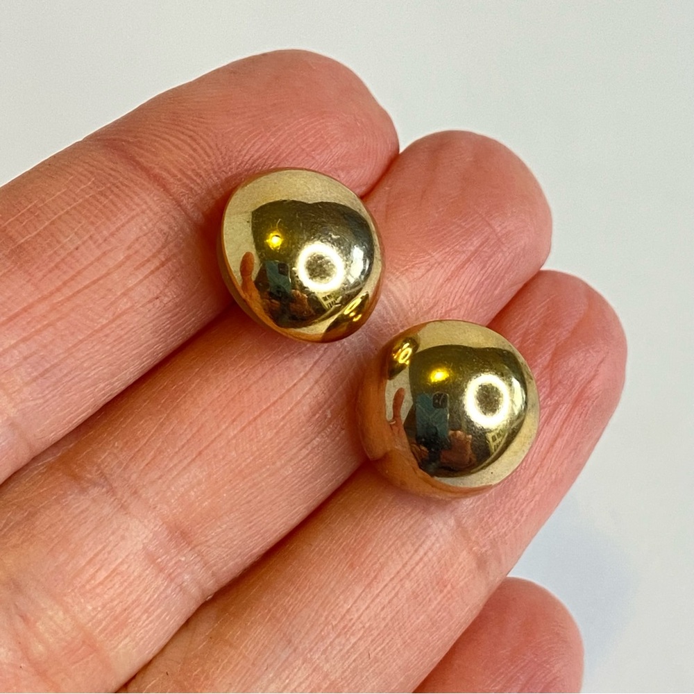 Vintage Avon Gold Tone Dome Button Earrings 80s Retro‎ Chunky Polished Post